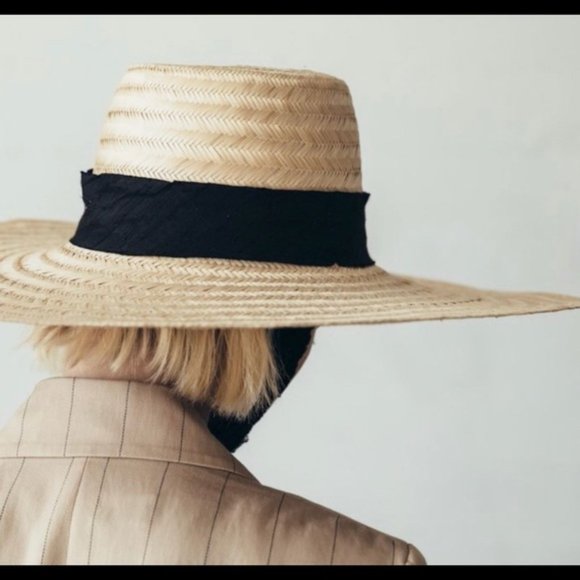 JANESSA‎ LEONE Romy Natural Womens Medium Boater Straw Hat NEW